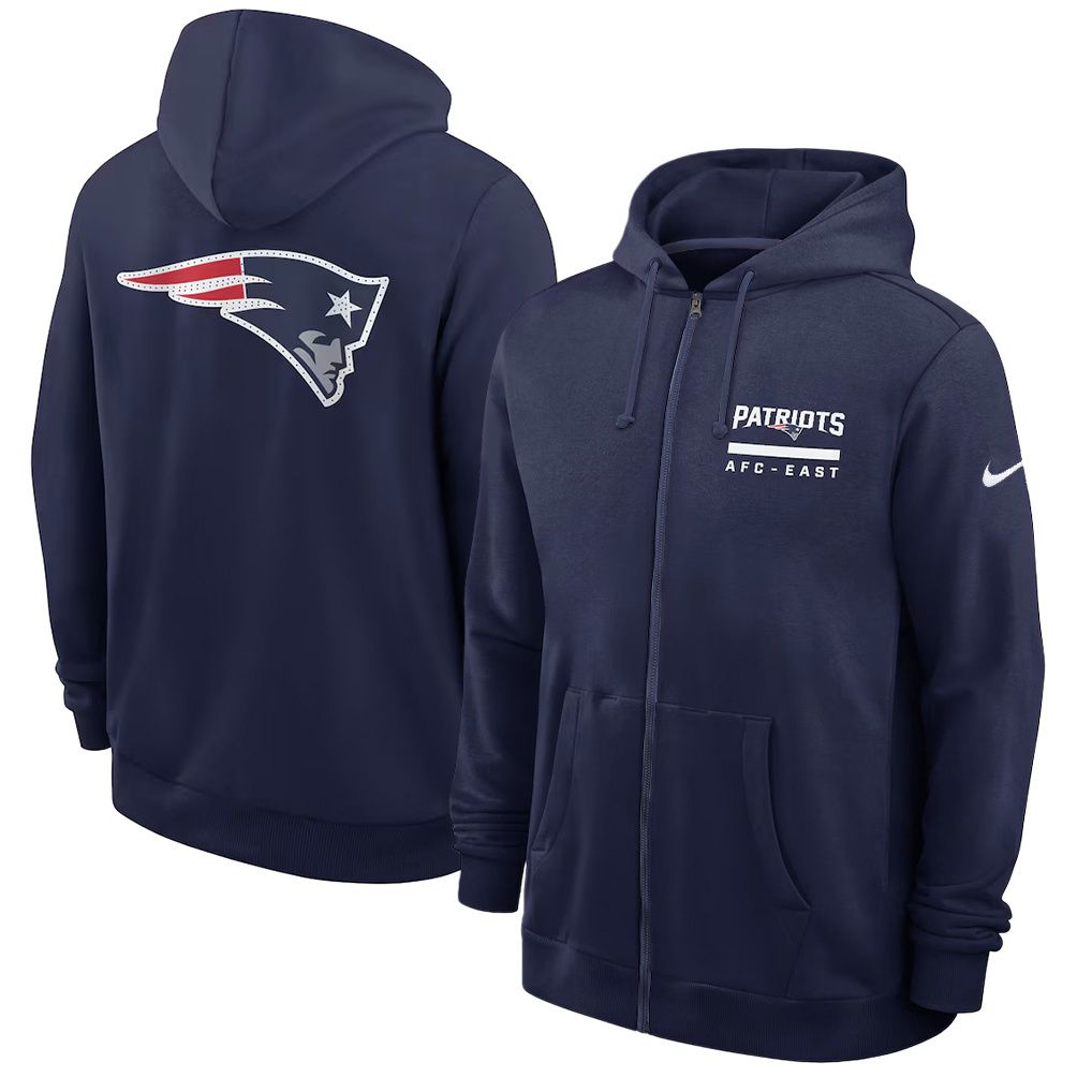 Men 2026 NFL New England Patriots zip-up hoodie Blue 01
